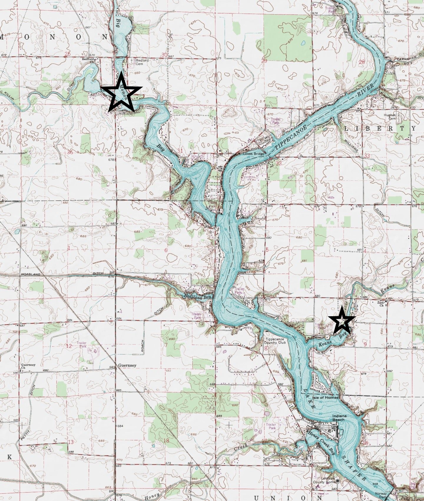 Lake Shafer Fishing Map Dredge Locations – Shafer & Freeman Lakes Environmental Conservation  Corporation